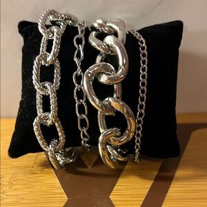Silver Chain Bracelet Trio